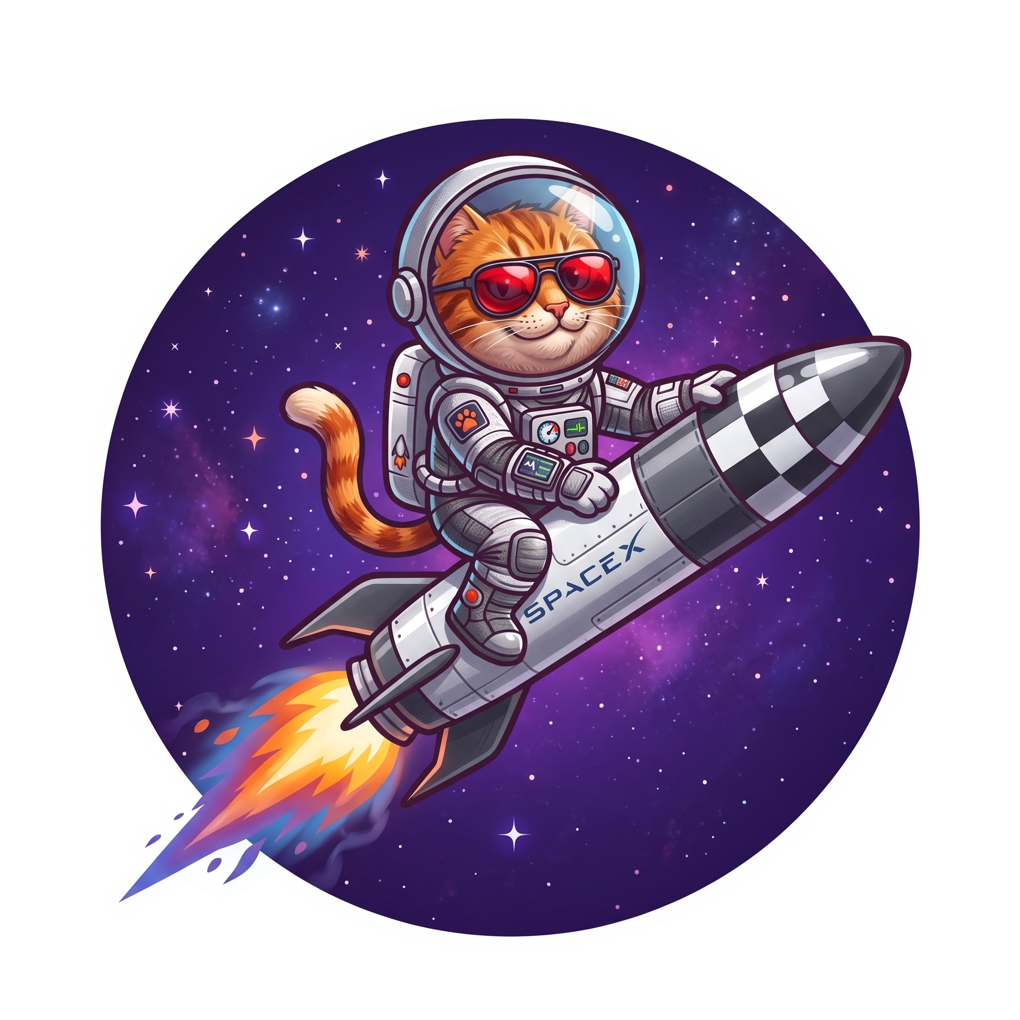 Cat riding a rocket