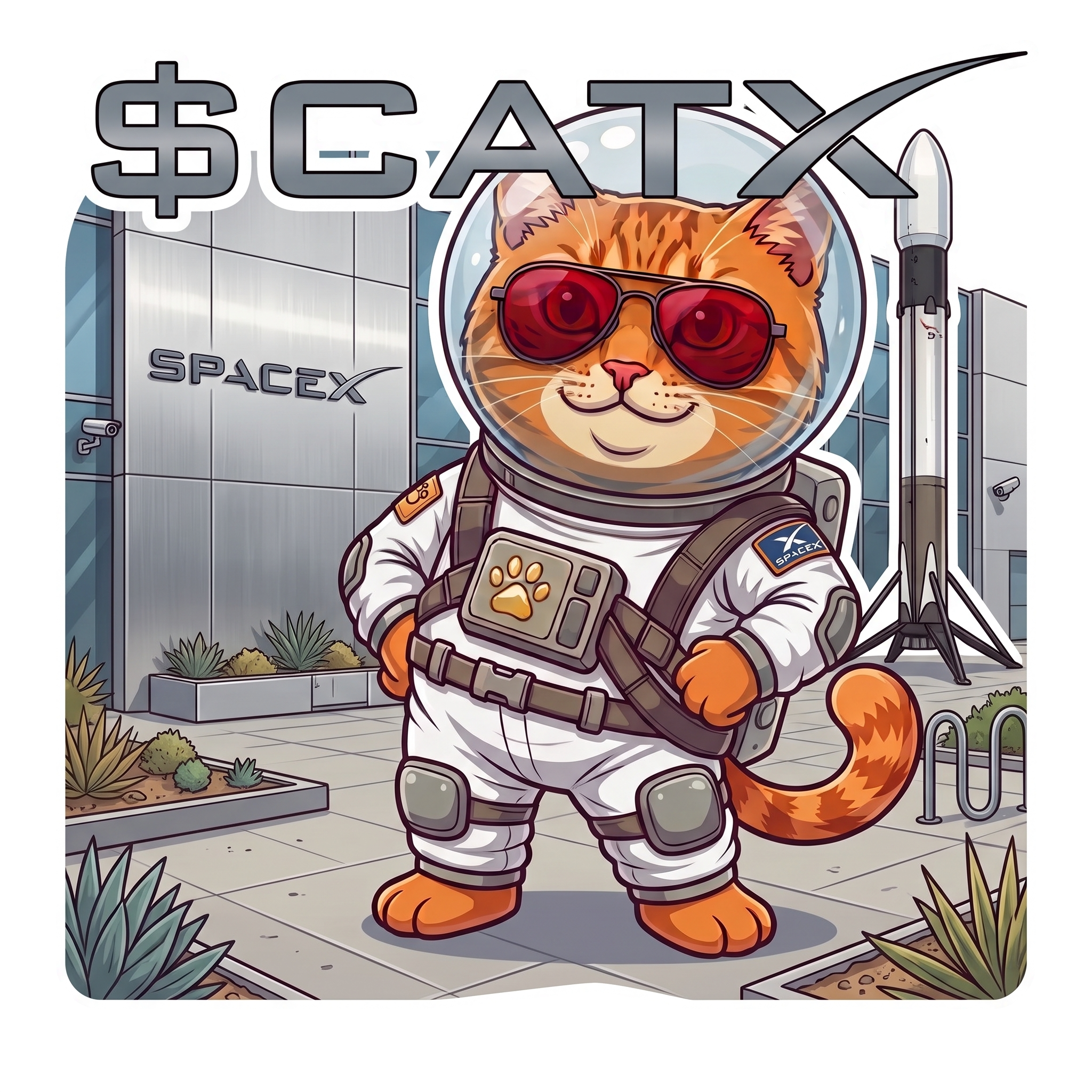 Cat outside SpaceX HQ